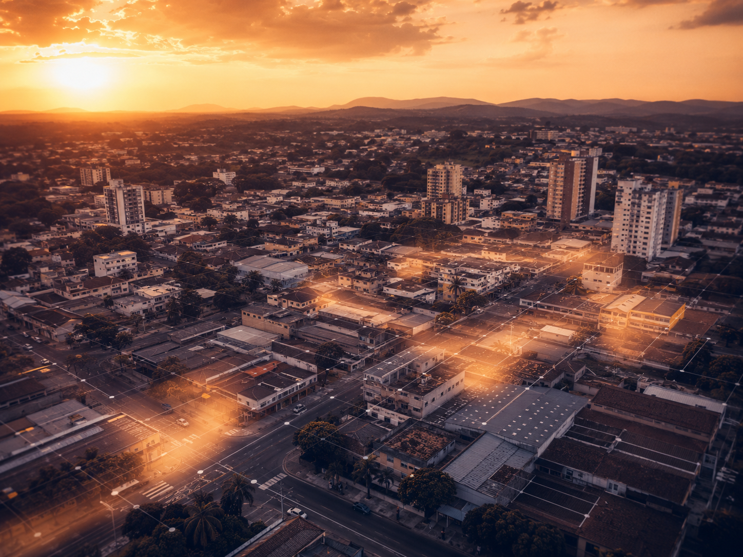 Cidade vista como sistema urbano conectado e modelado por dados